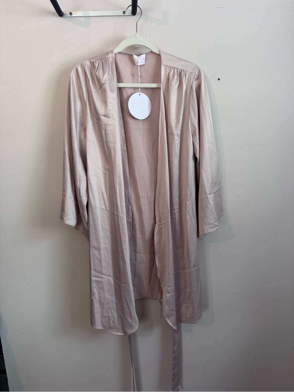 Light Blush Satin Kimono Robe by L'ROSE